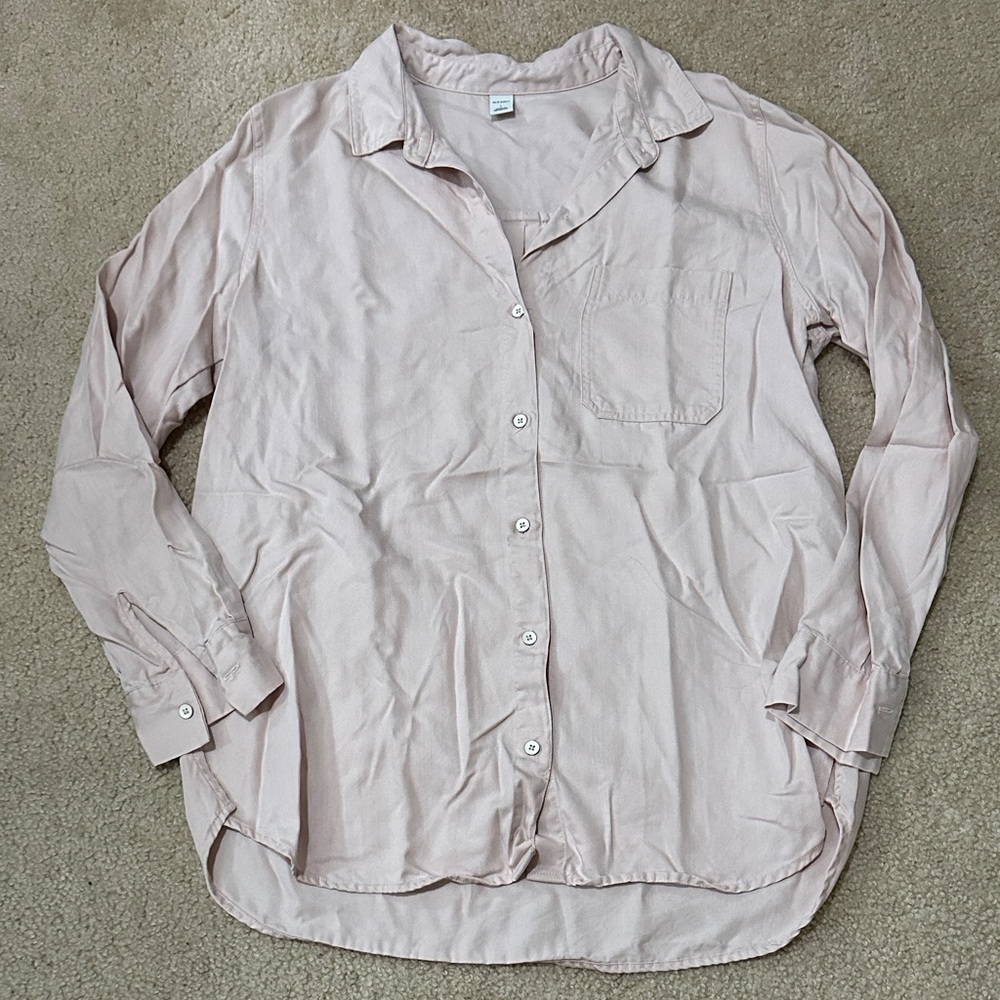 Old Navy Pale Pink Tencel Chambray Tunic Top